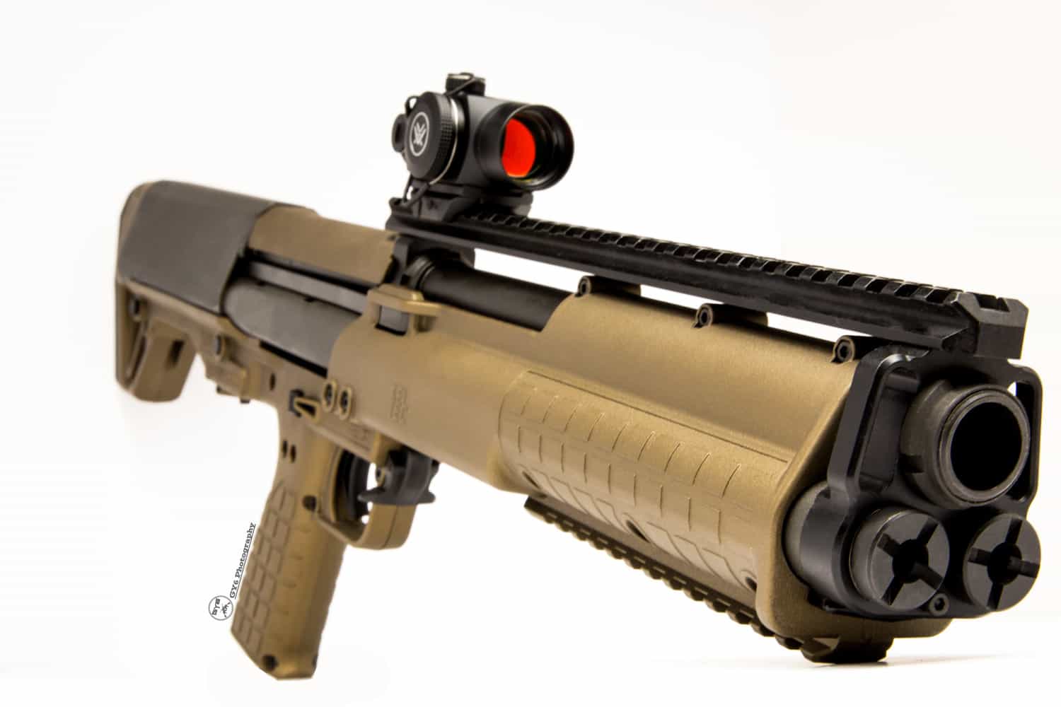 The Kel-Tec KSG Shotgun supporting a VortexOptics Sparc II Red Dot.